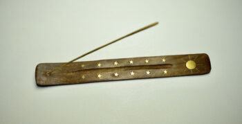 Räucherstäbchenhalter "Sterne-Sonne" Holz/Messing